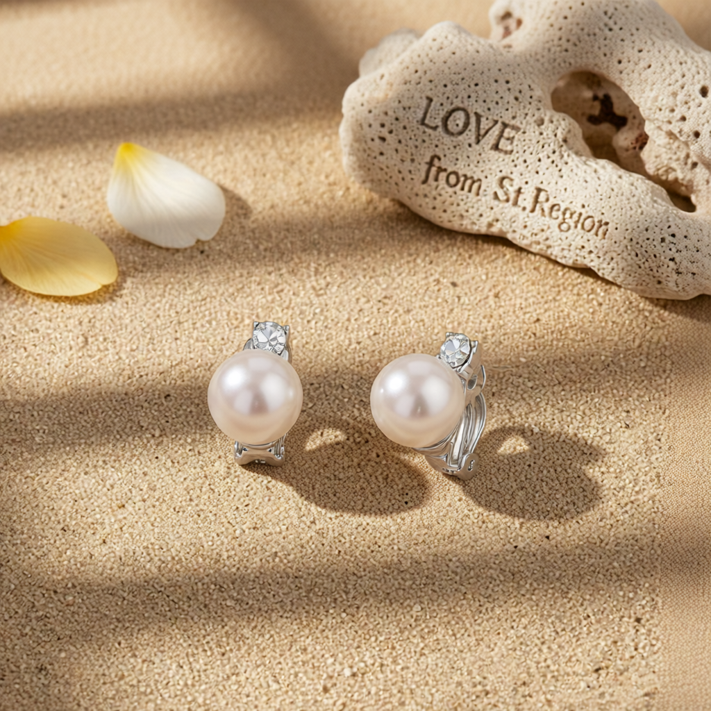 Pearl & Cubic Zirconia Round Huggie Earrings
