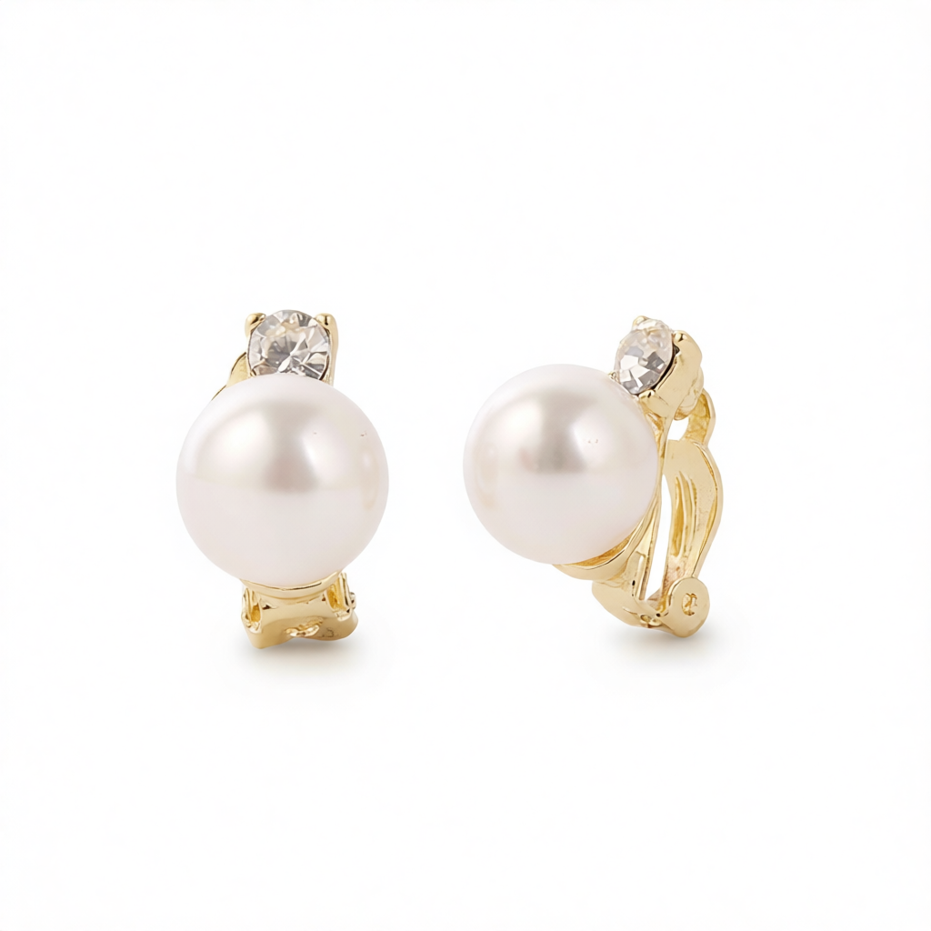 Pearl & Cubic Zirconia 18K Gold-Plated Round Huggie Earrings