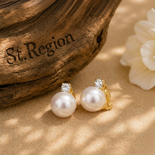 Pearl & Cubic Zirconia 18K Gold-Plated Round Huggie Earrings
