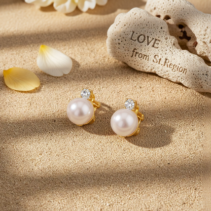 Pearl & Cubic Zirconia 18K Gold-Plated Round Huggie Earrings