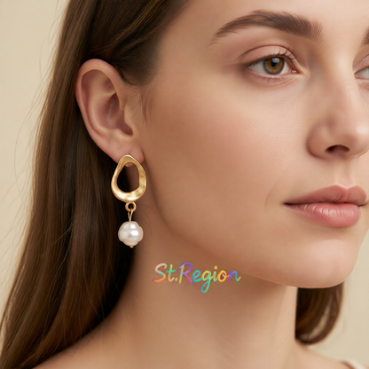 Pearl & 18K Gold-Plated Openwork Drop Earrings