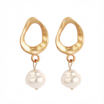 Pearl & 18K Gold-Plated Openwork Drop Earrings