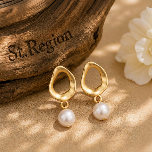 Pearl & 18K Gold-Plated Openwork Drop Earrings