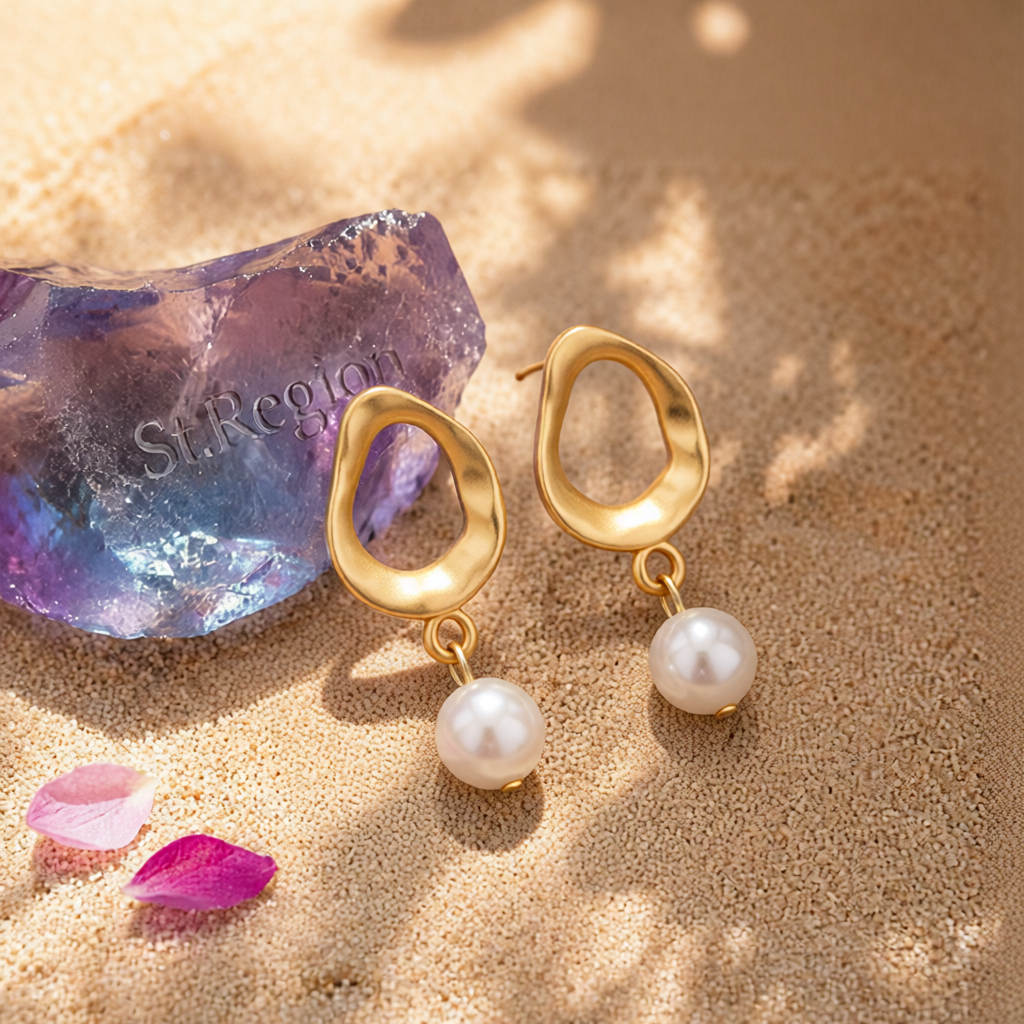 Pearl & 18K Gold-Plated Openwork Drop Earrings