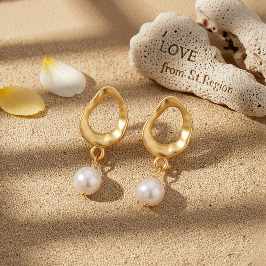 Pearl & 18K Gold-Plated Openwork Drop Earrings
