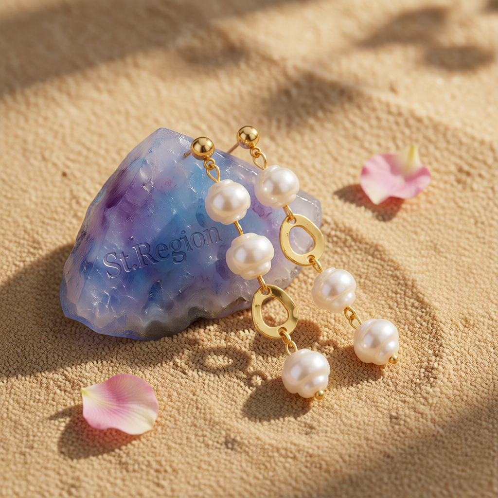 Pearl & 18K Gold-Plated Irregular Link Drop Earrings