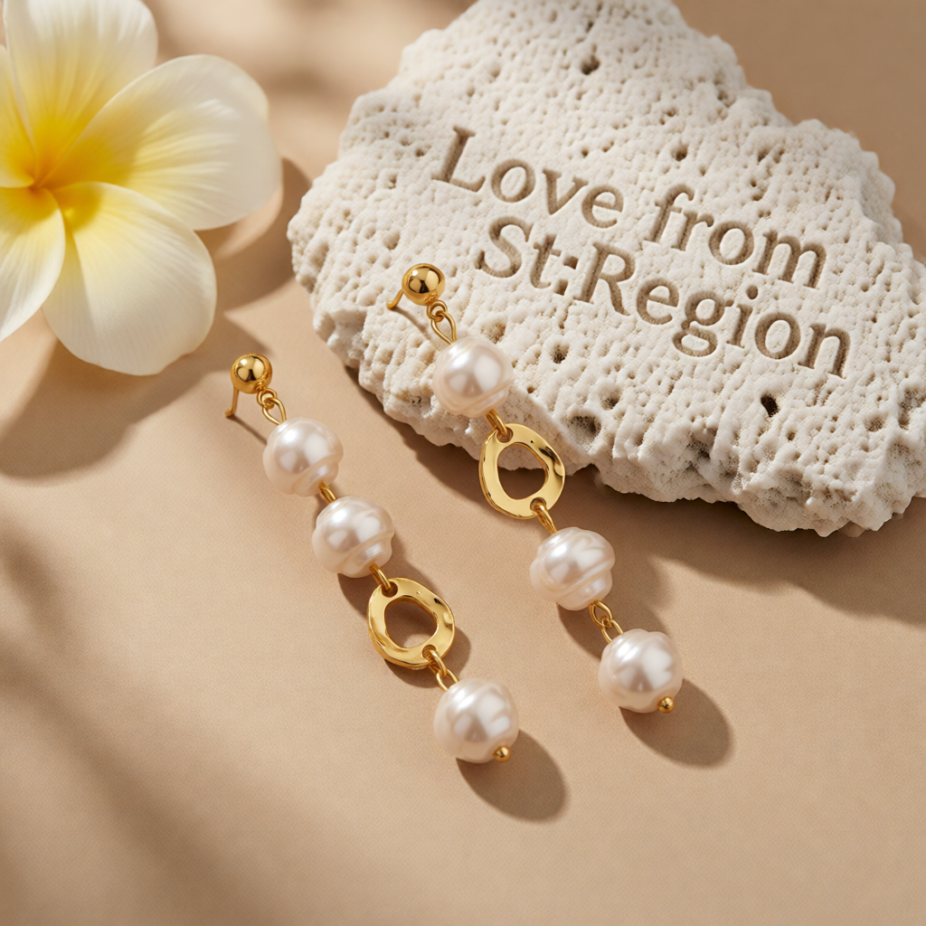Pearl & 18K Gold-Plated Irregular Link Drop Earrings