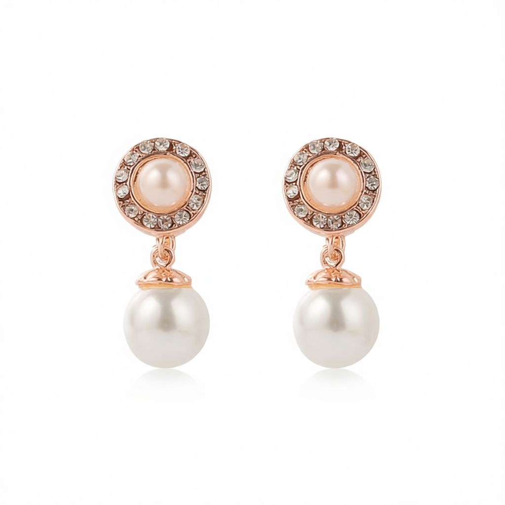 Pearl & Cubic Zirconia 18K Gold-Plated Halo Drop Earrings