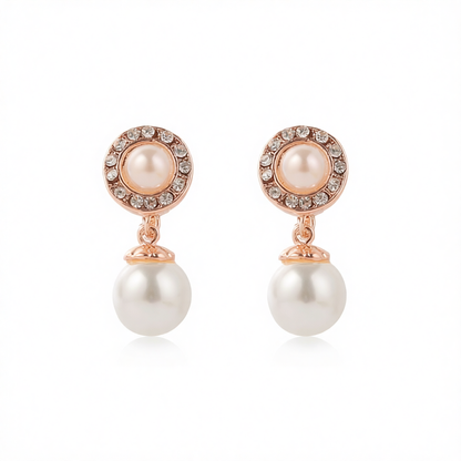 Pearl & Cubic Zirconia 18K Gold-Plated Halo Drop Earrings