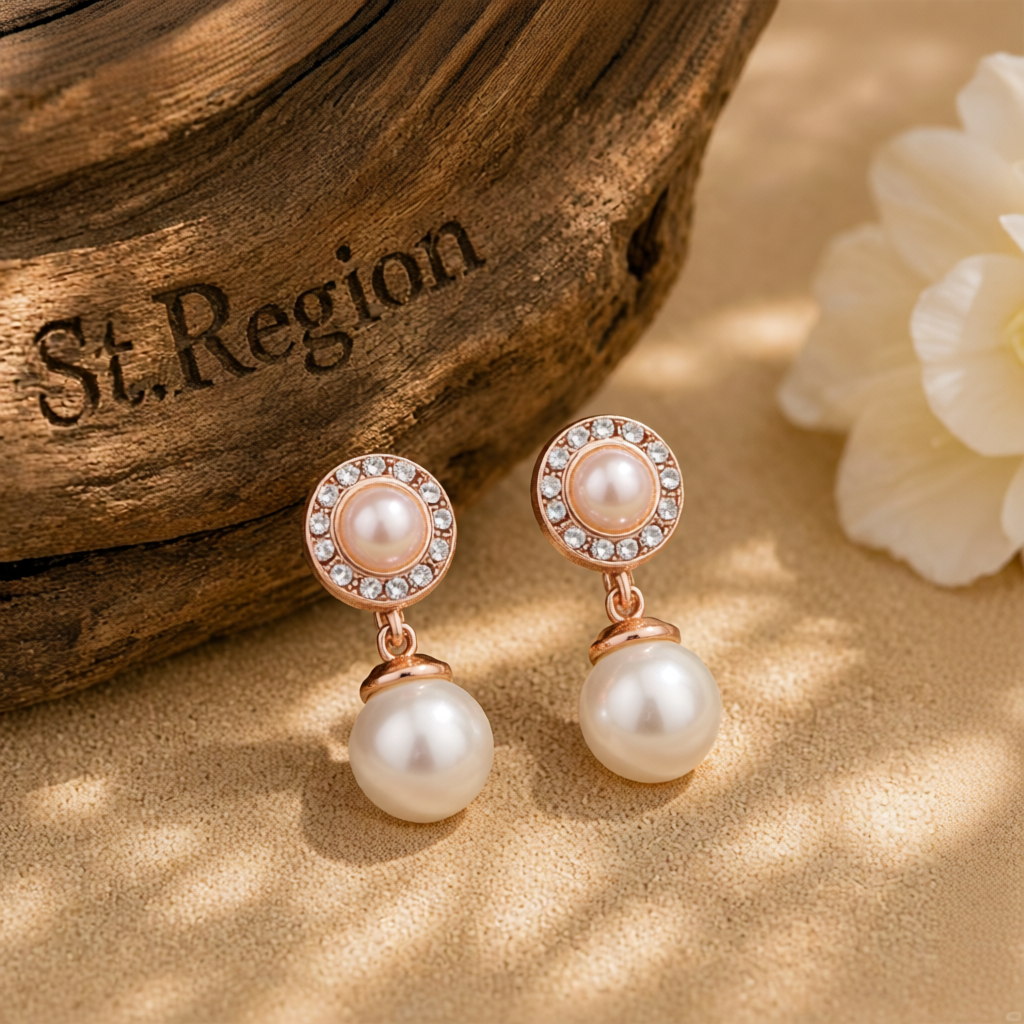 Pearl & Cubic Zirconia 18K Gold-Plated Halo Drop Earrings