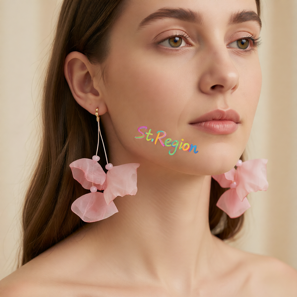 Pink Polyster & 18K Gold-Plated Three-Petal Drop Earrings