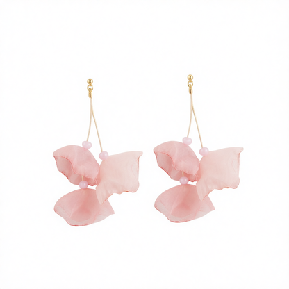 Pink Polyster & 18K Gold-Plated Three-Petal Drop Earrings