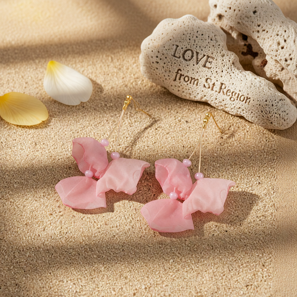 Pink Polyster & 18K Gold-Plated Three-Petal Drop Earrings