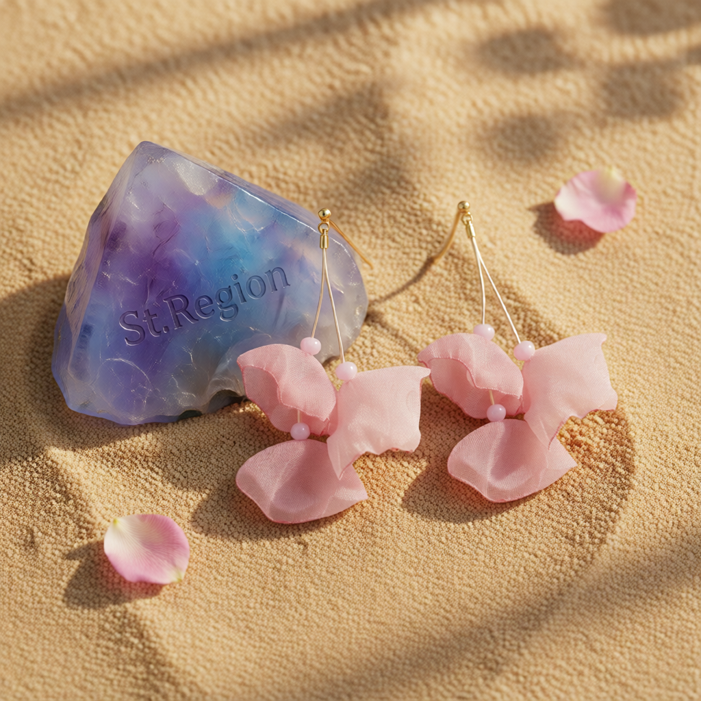Pink Polyster & 18K Gold-Plated Three-Petal Drop Earrings