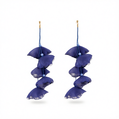 Blue Polyster & Acrylic 18K Gold-Plated Five-Petal Drop Earrings