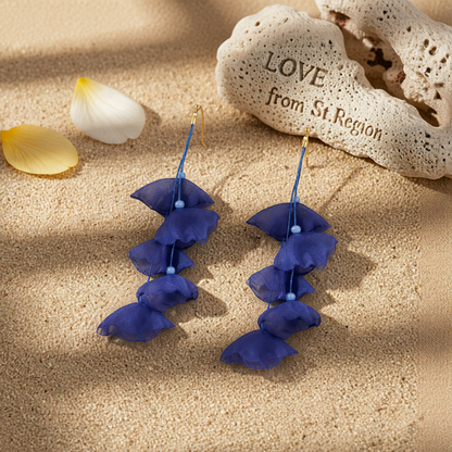 Blue Polyster & Acrylic 18K Gold-Plated Five-Petal Drop Earrings