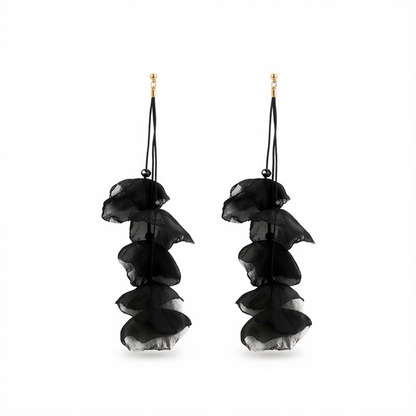 Black Polyster & 18K Gold-Plated Five-Petal Drop Earrings