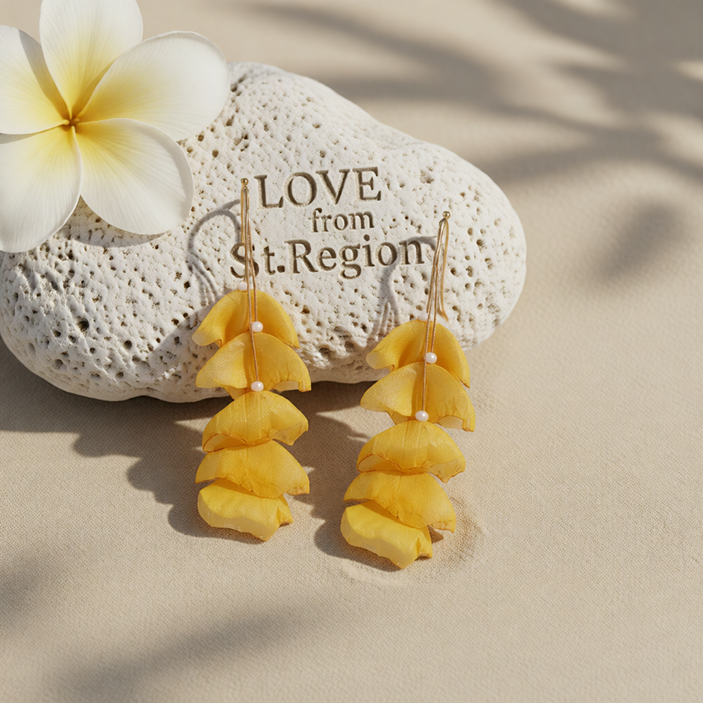 Yellow Polyster & 18K Gold-Plated Five-Petal Drop Earrings