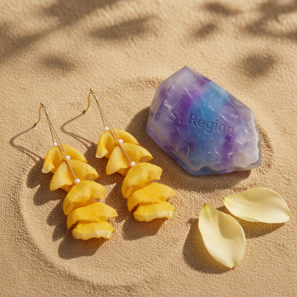 Yellow Polyster & 18K Gold-Plated Five-Petal Drop Earrings