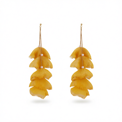 Yellow Polyster & 18K Gold-Plated Five-Petal Drop Earrings