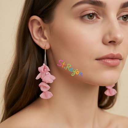 Pink Polyster & 18K Gold-Plated Five-Petal Drop Earrings