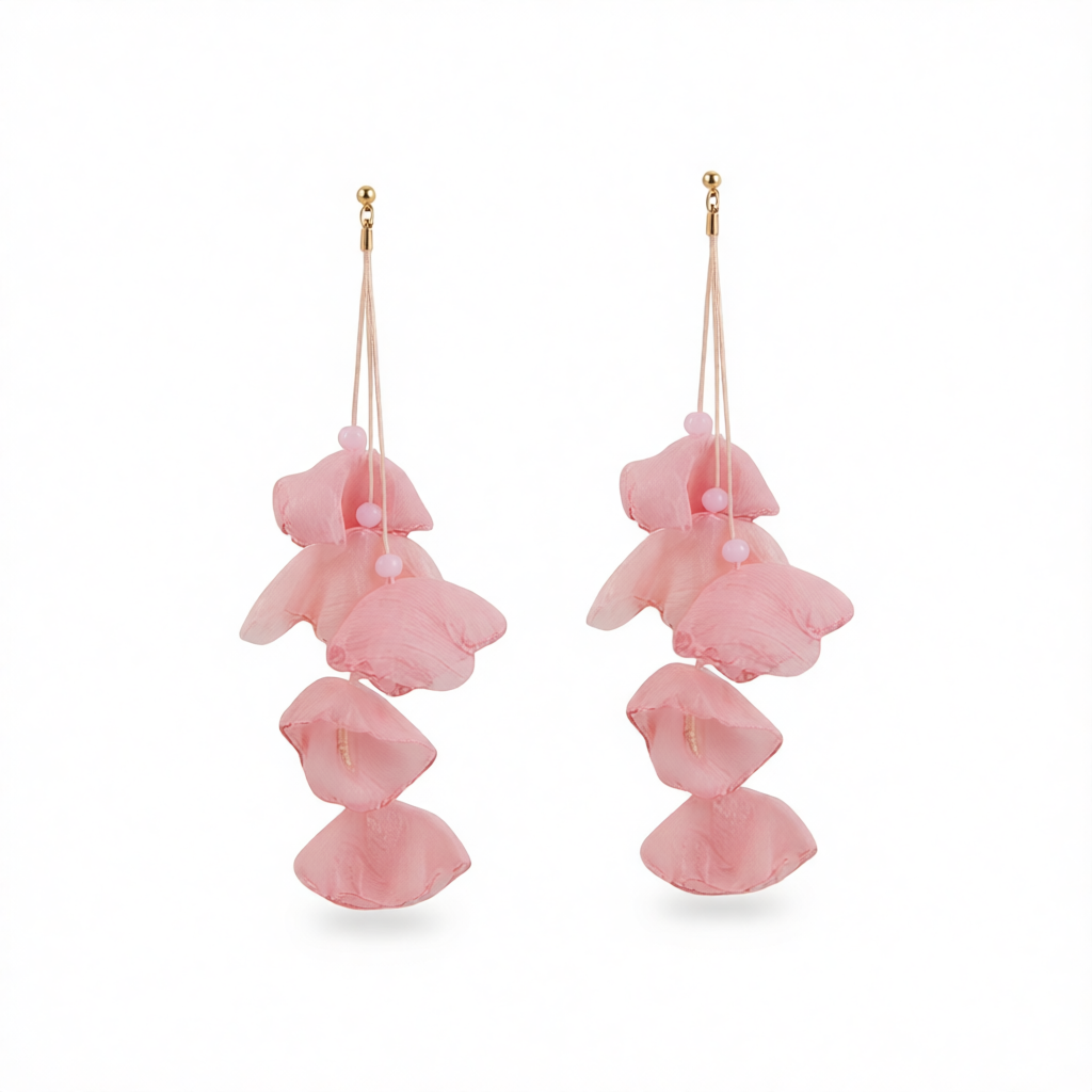 Pink Polyster & 18K Gold-Plated Five-Petal Drop Earrings