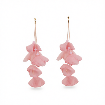 Pink Polyster & 18K Gold-Plated Five-Petal Drop Earrings