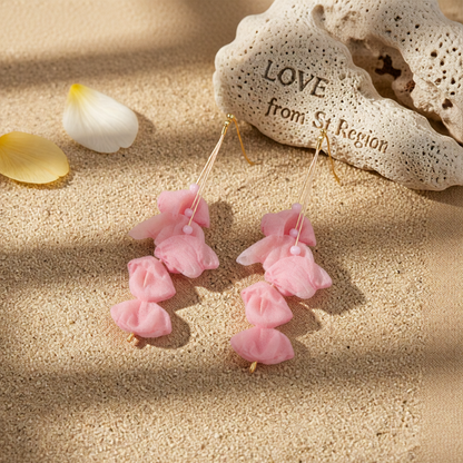 Pink Polyster & 18K Gold-Plated Five-Petal Drop Earrings