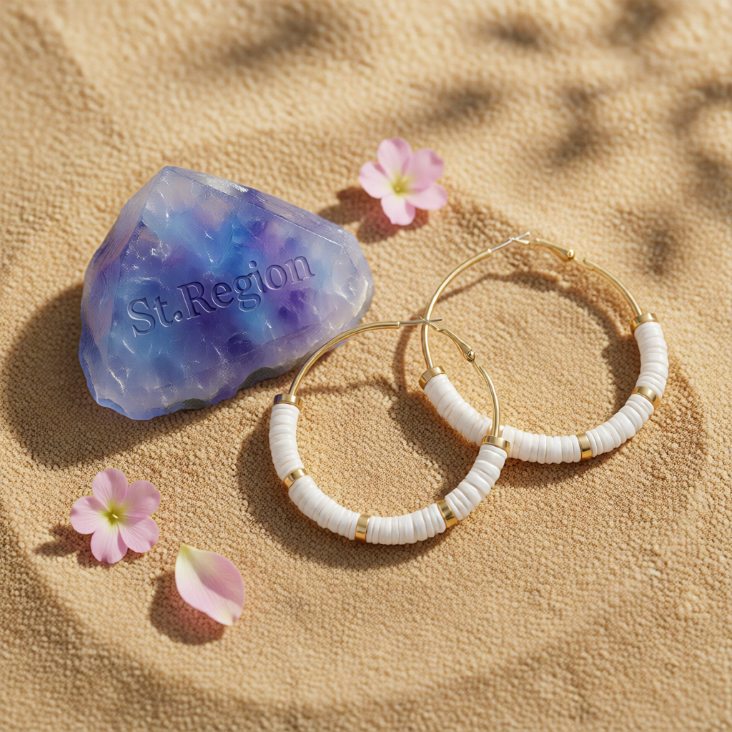 White Polymer Clay & 18K Gold-Plated Hoop Earrings