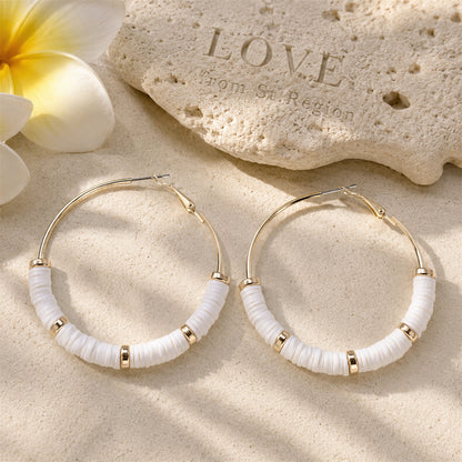 White Polymer Clay & 18K Gold-Plated Hoop Earrings