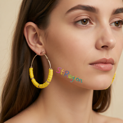 Yellow Polymer Clay & 18K Gold-Plated Hoop Earrings