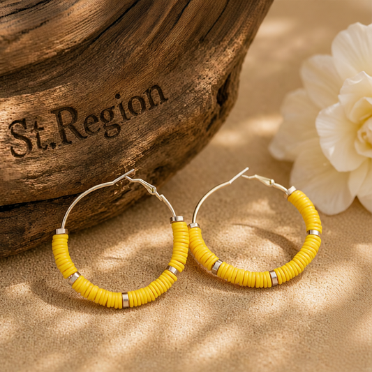 Yellow Polymer Clay & 18K Gold-Plated Hoop Earrings
