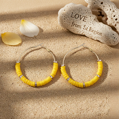 Yellow Polymer Clay & 18K Gold-Plated Hoop Earrings