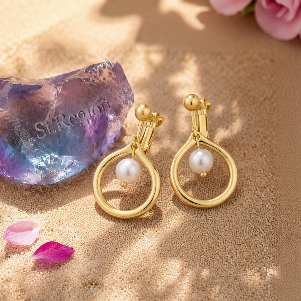 Pearl & 18K Gold-Plated Openwork-Center Huggie Earrings