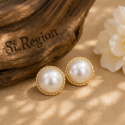 Pearl & 18K Gold-Plated Round Huggie Earrings
