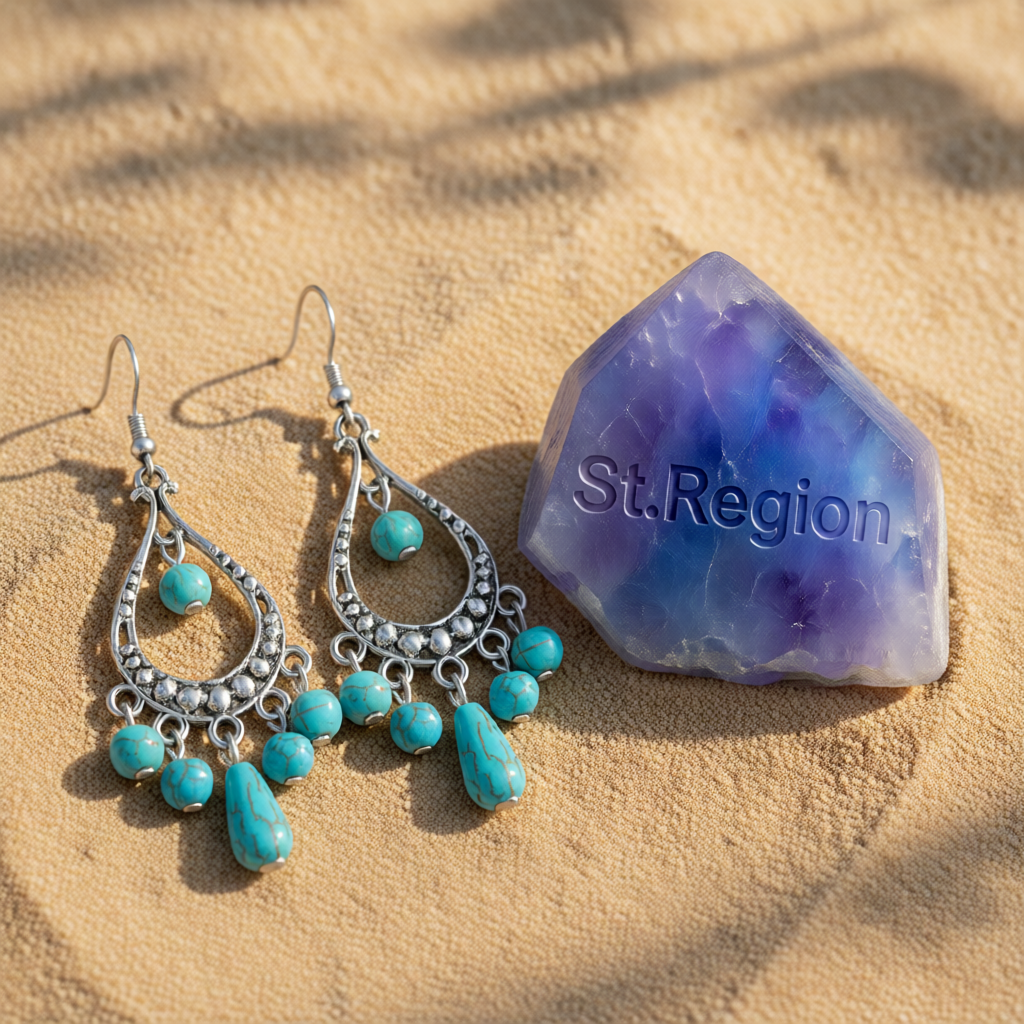 Turquoise & Silver-Plated Tassel Hook Drop Earrings
