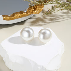White Pearl & 18K Gold-Plated Stud Earrings