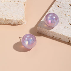 Purple Resin & Silver-Plated Stud Earrings