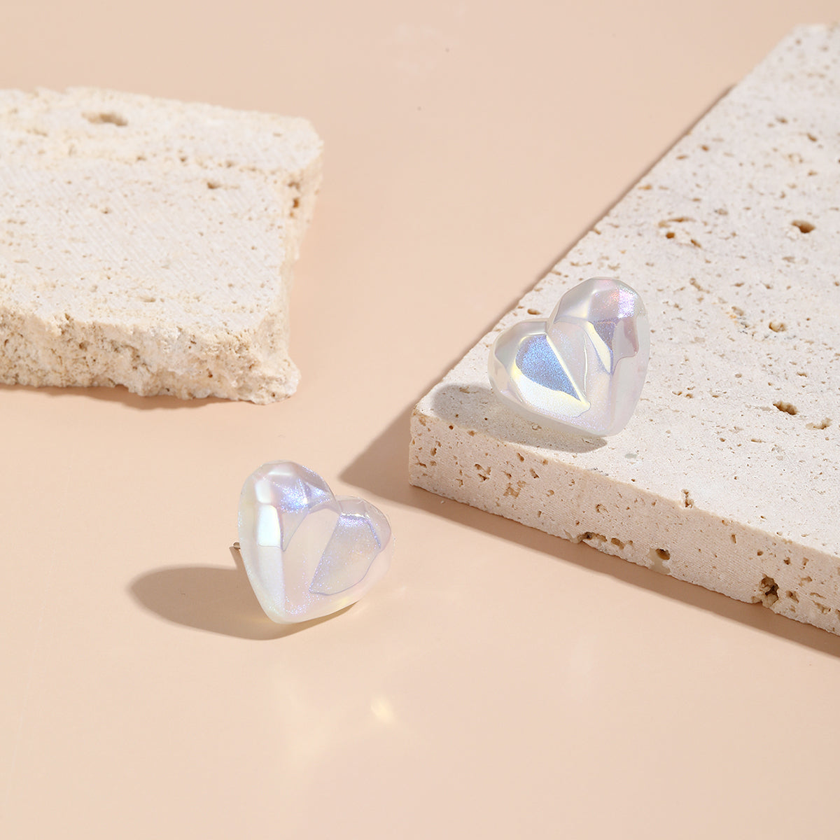 Pearl & Silver-Plated Heart Stud Earrings