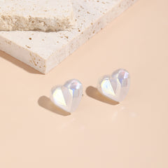 Pearl & Silver-Plated Heart Stud Earrings