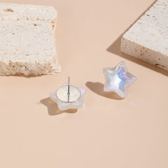 Pearl & Silver-Plated Star Stud Earrings