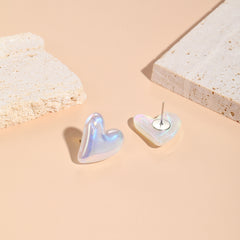 Pearl & Silver-Plated Tilted Heart Stud Earrings