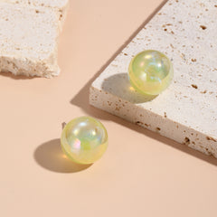 Yellow Resin & Silver-Plated Round Stud Earrings