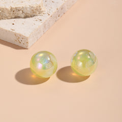 Yellow Resin & Silver-Plated Round Stud Earrings
