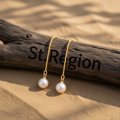 Pearl & 18K Gold-Plated Threader Earrings