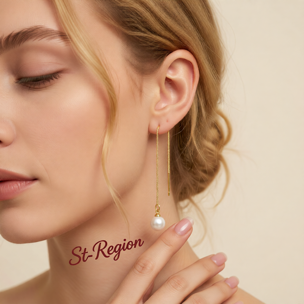 Pearl & 18K Gold-Plated Threader Earrings