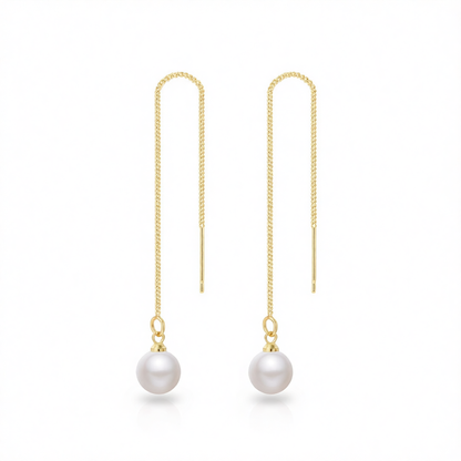 Pearl & 18K Gold-Plated Threader Earrings