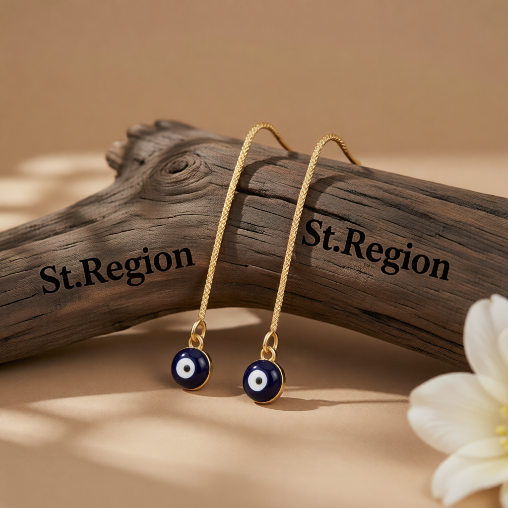 Black Enamel & 18K Gold-Plated Eye Ear Threaders