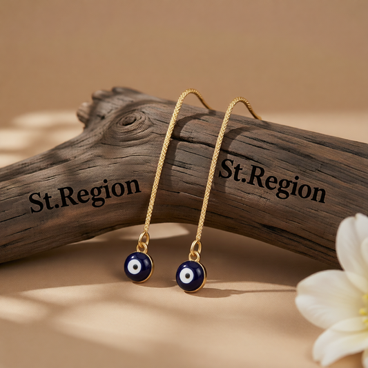 Black Enamel & 18K Gold-Plated Eye Ear Threaders
