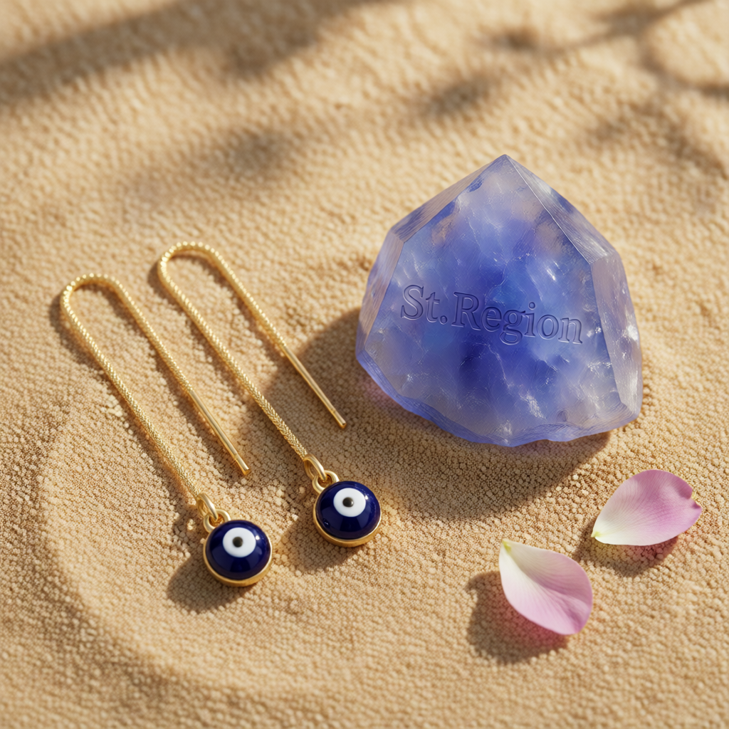 Black Enamel & 18K Gold-Plated Eye Ear Threaders